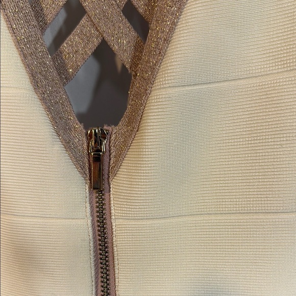 VENUS Cream and Pink Halter Bodycon Dress - Picture 8 of 11